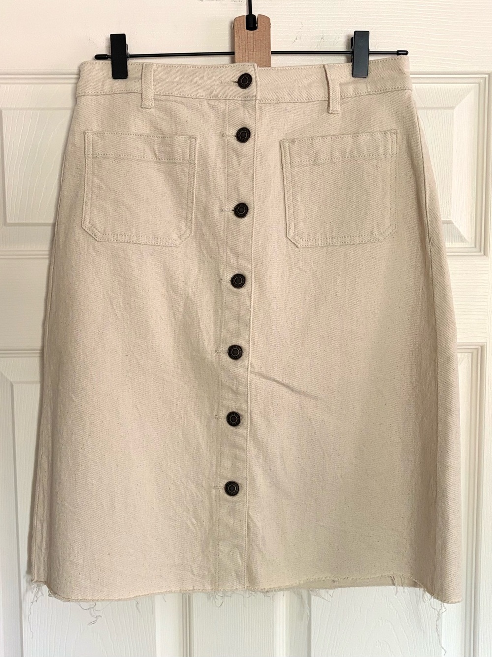 Oat New York Natural Canvas Button-Front A-Line Skirt